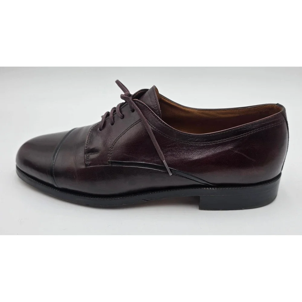 Bally Suisse Vasano Albano Men's Burgundy Leather Cap Toe Derby Shoes Size 8 F